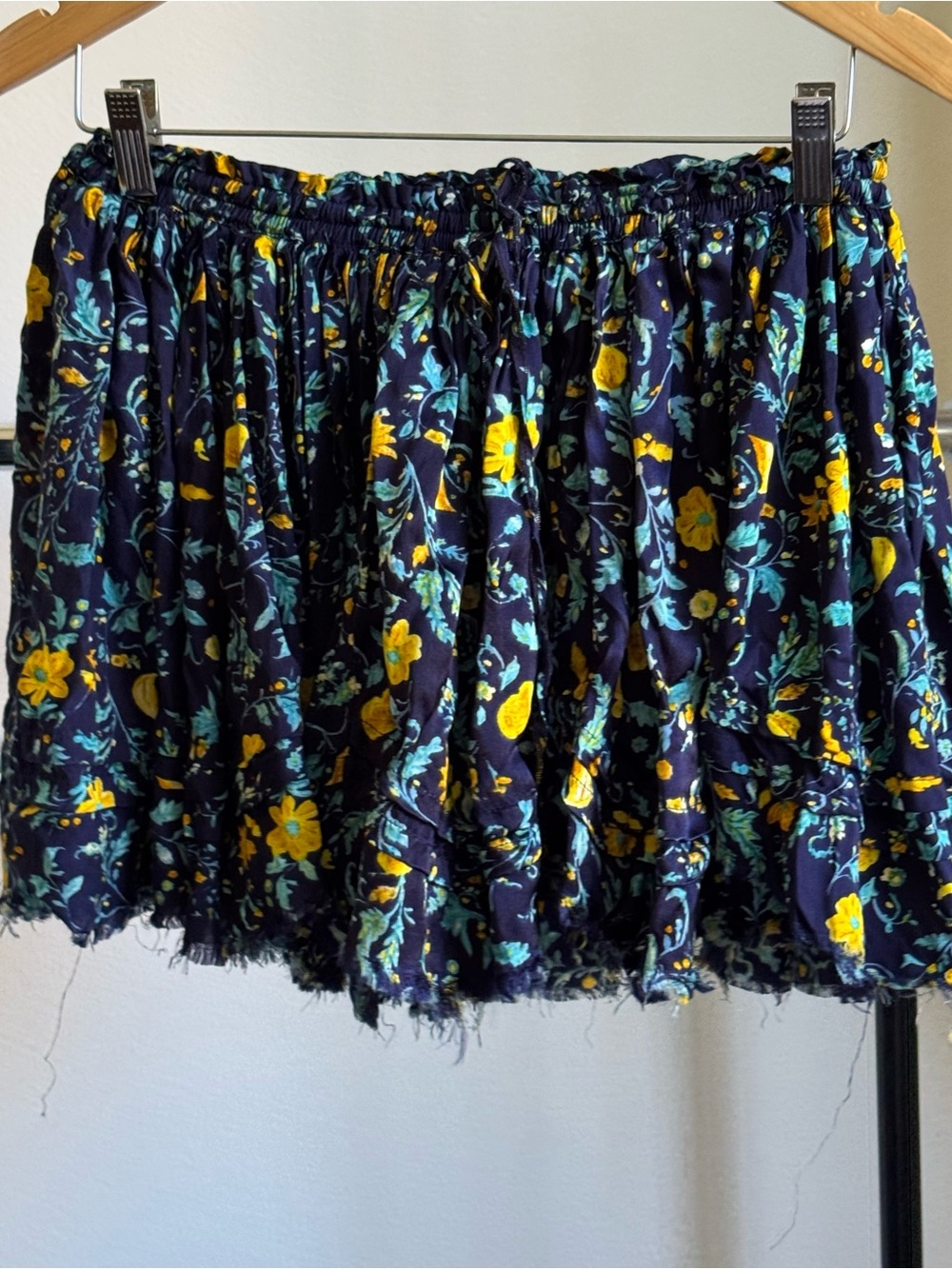 Free People FP One Third Charm Shine Mini Skirt Small Blue Floral NWOT
